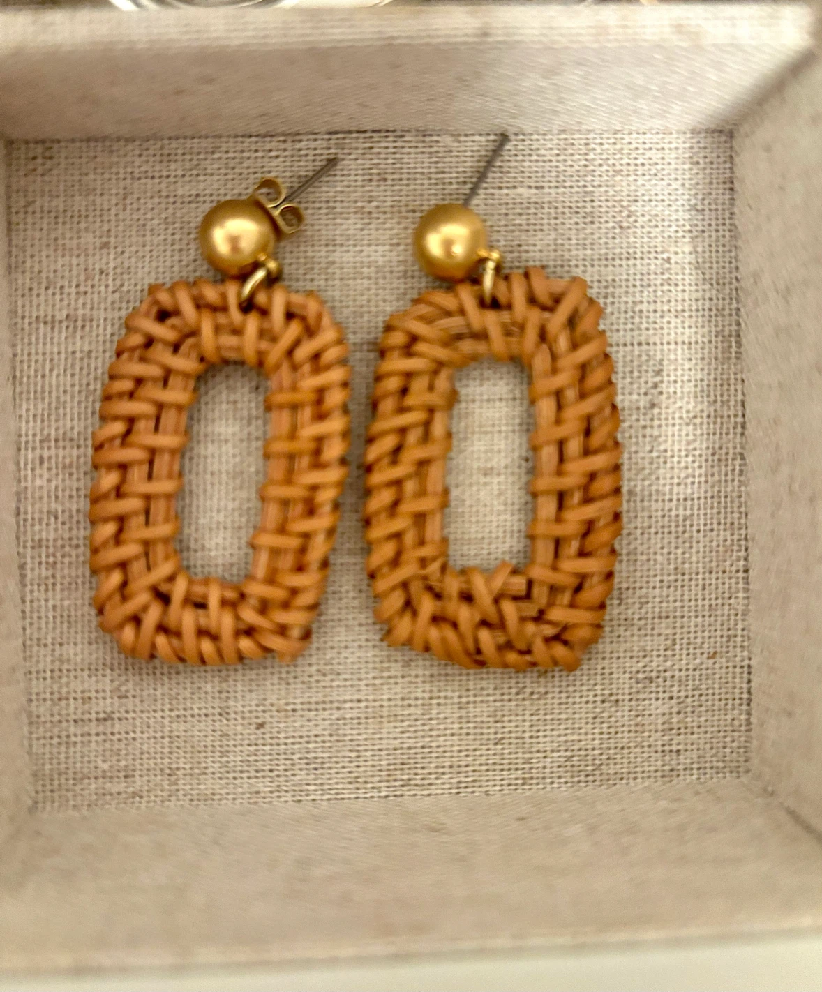 Woven Rectangular Drop Earrings