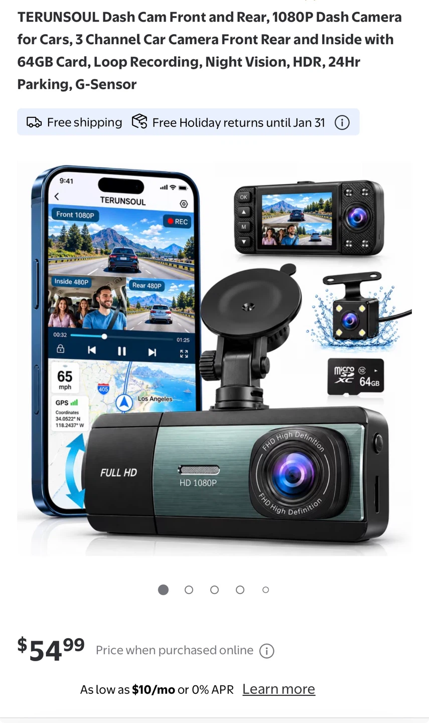 TERUNSOUL 3 Channel Dash Cam
