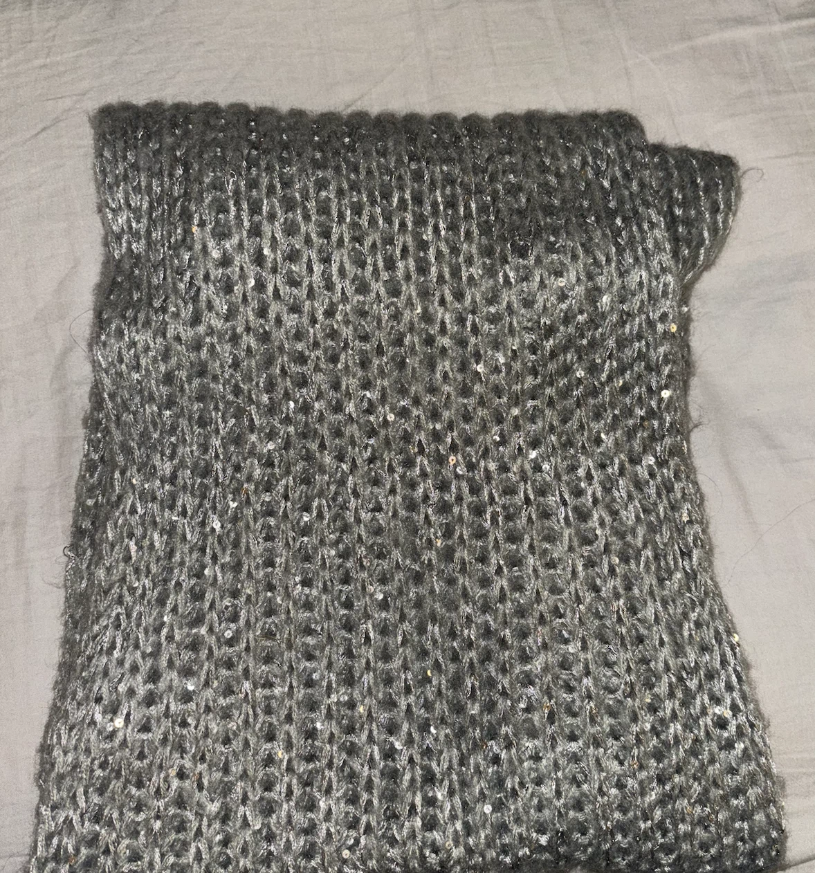 Ardene grey sequin knit scarf