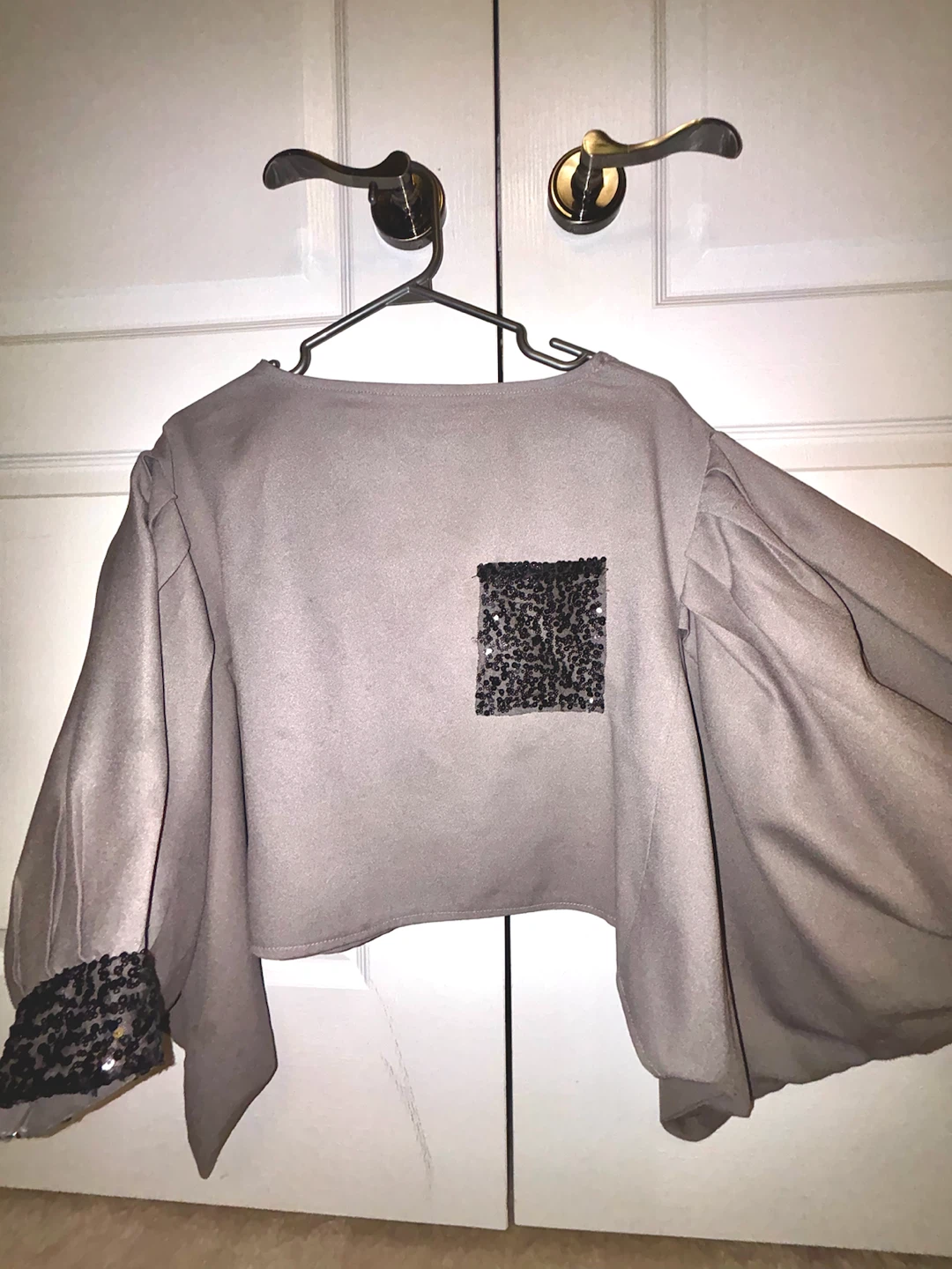 Grey Long Sleeve Top with Sequins