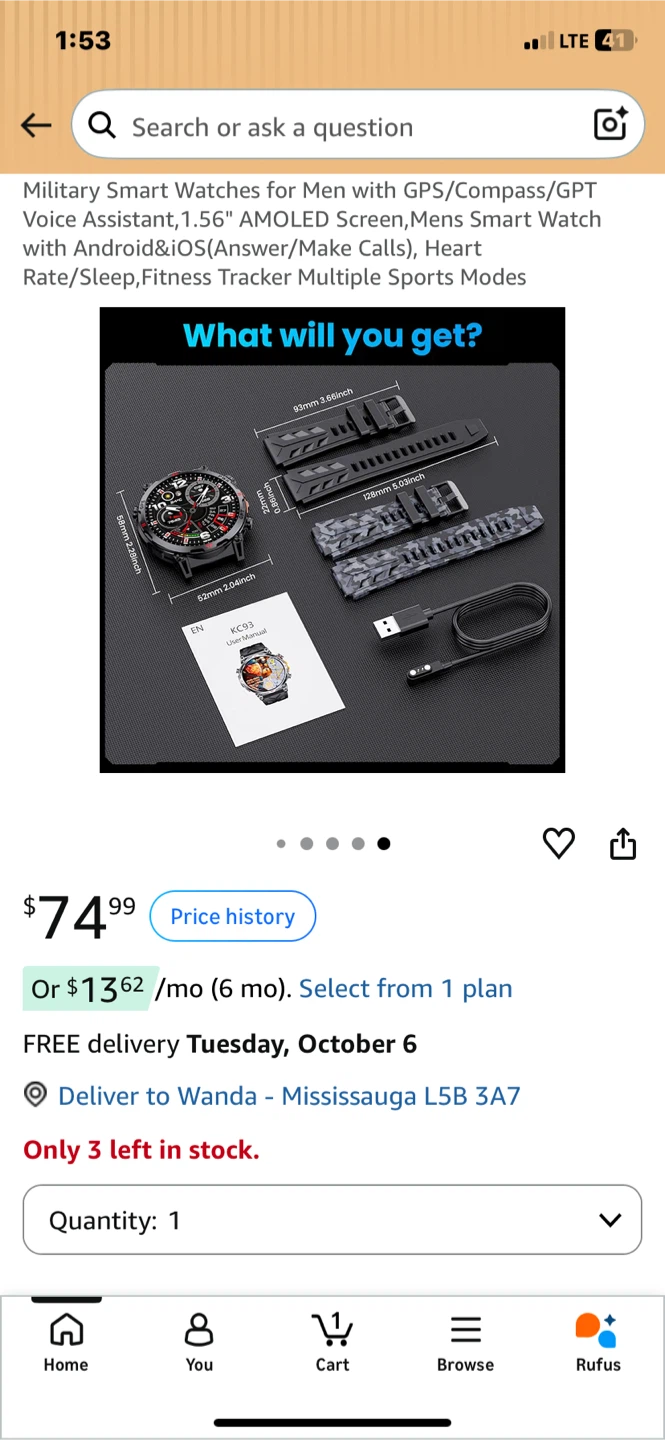 Military Smart Watch KC93 with 1.56 inch AMOLED Screen - photo 2