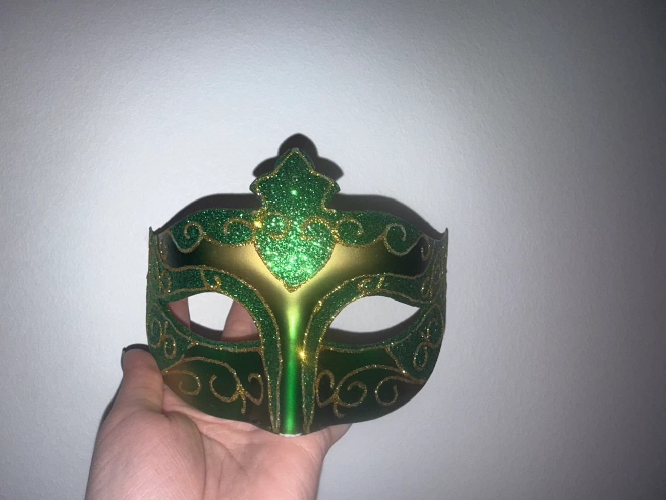 Green and Gold Glitter Masquerade Mask
