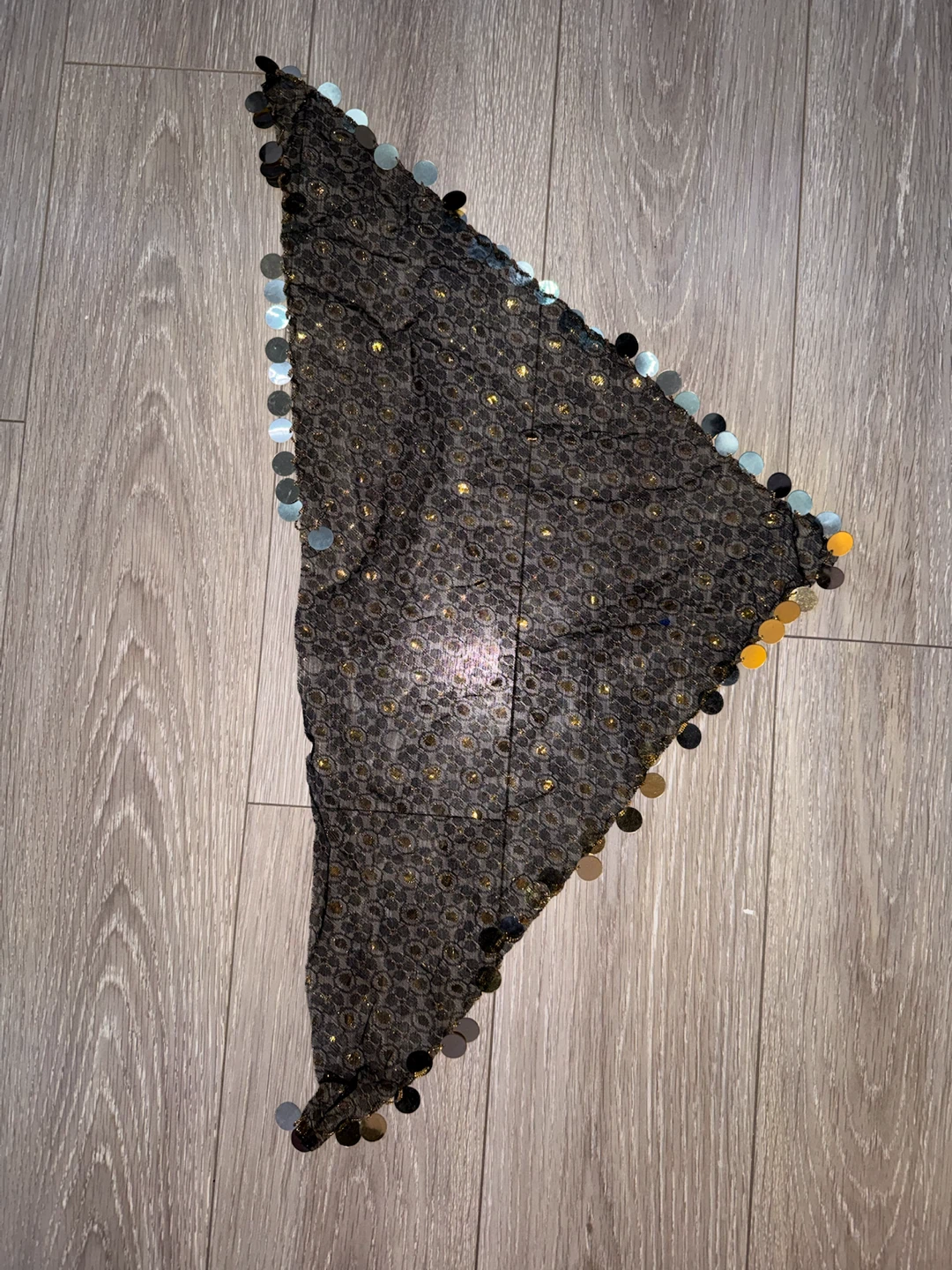 Black and Gold Sequin Belly Dance Hip Scarf