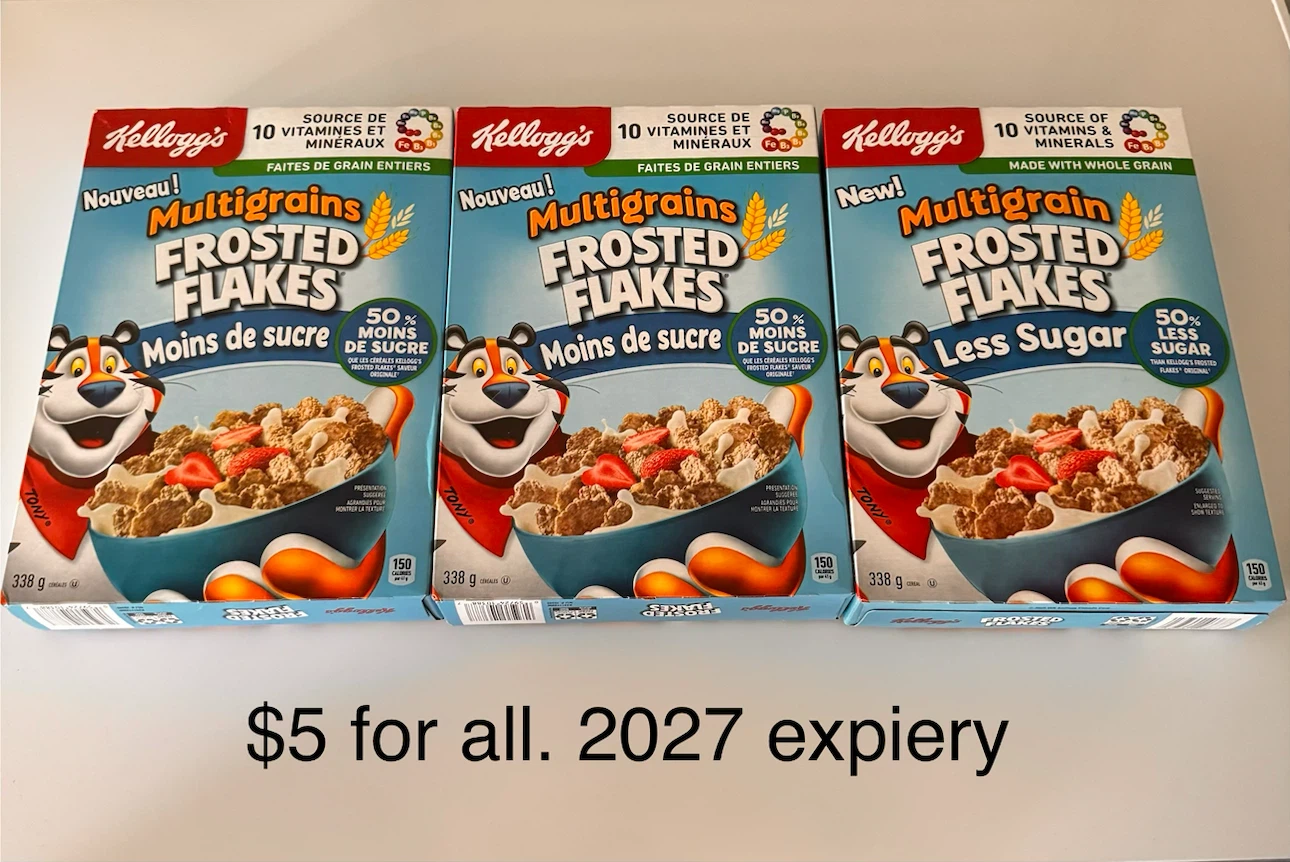 3 Boxes Kellogg's Multigrain Frosted Flakes Less Sugar