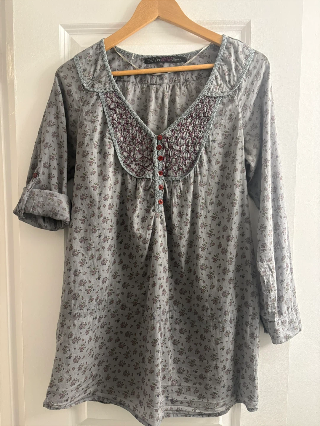 Zara Trf Floral Button-Down Blouse Size M - photo 2