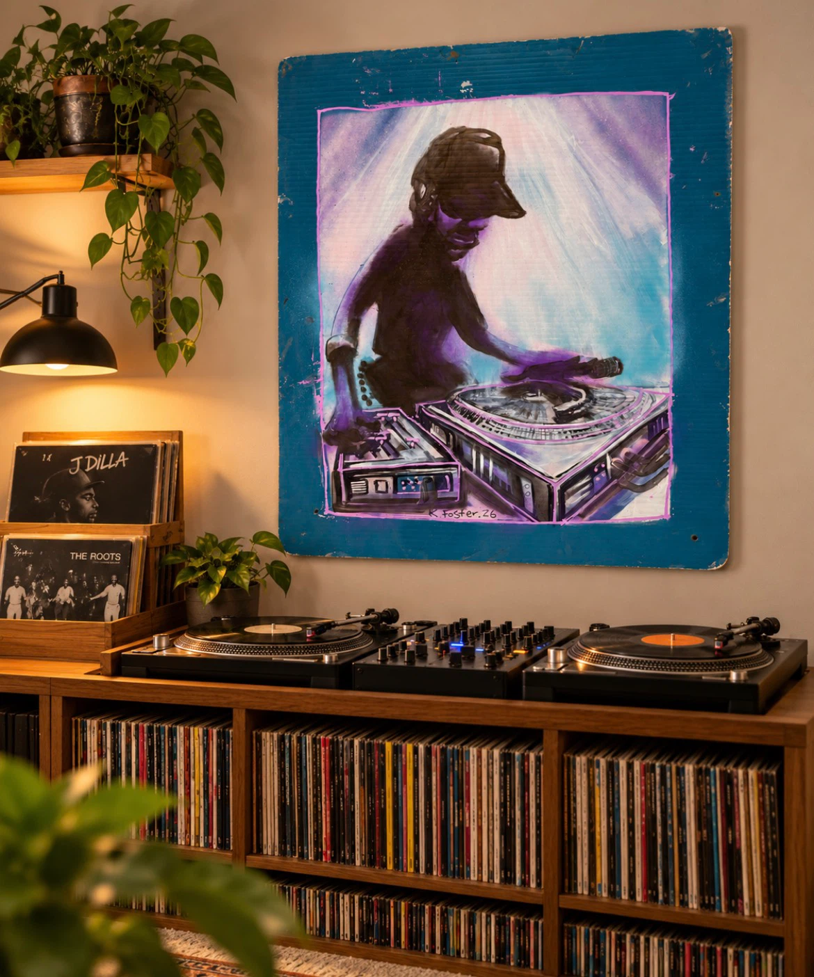 Ken Foster DJ turntable painting street art