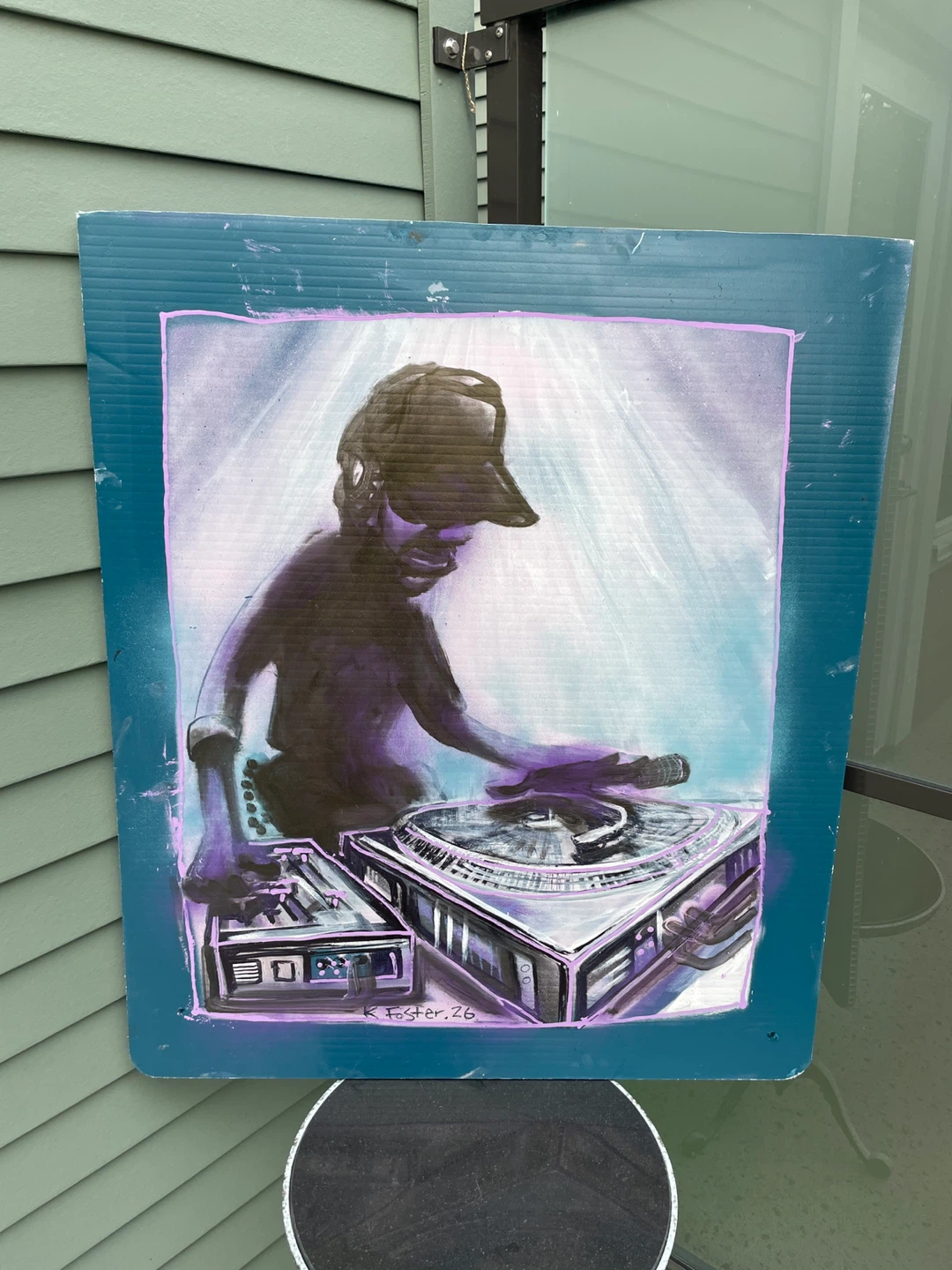 Ken Foster DJ turntable painting street art - photo 2