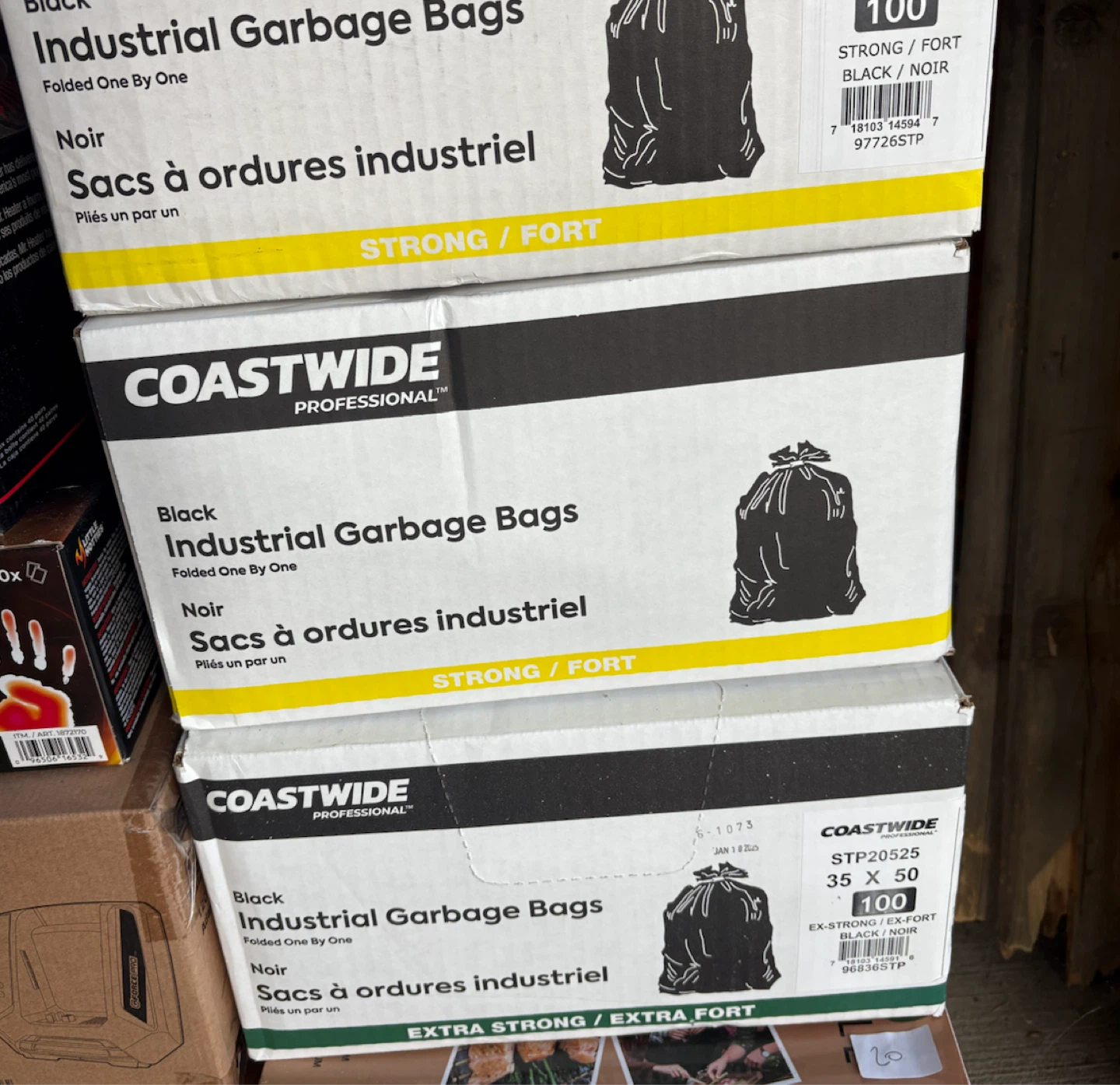 3 big boxes of industrial garbage bags