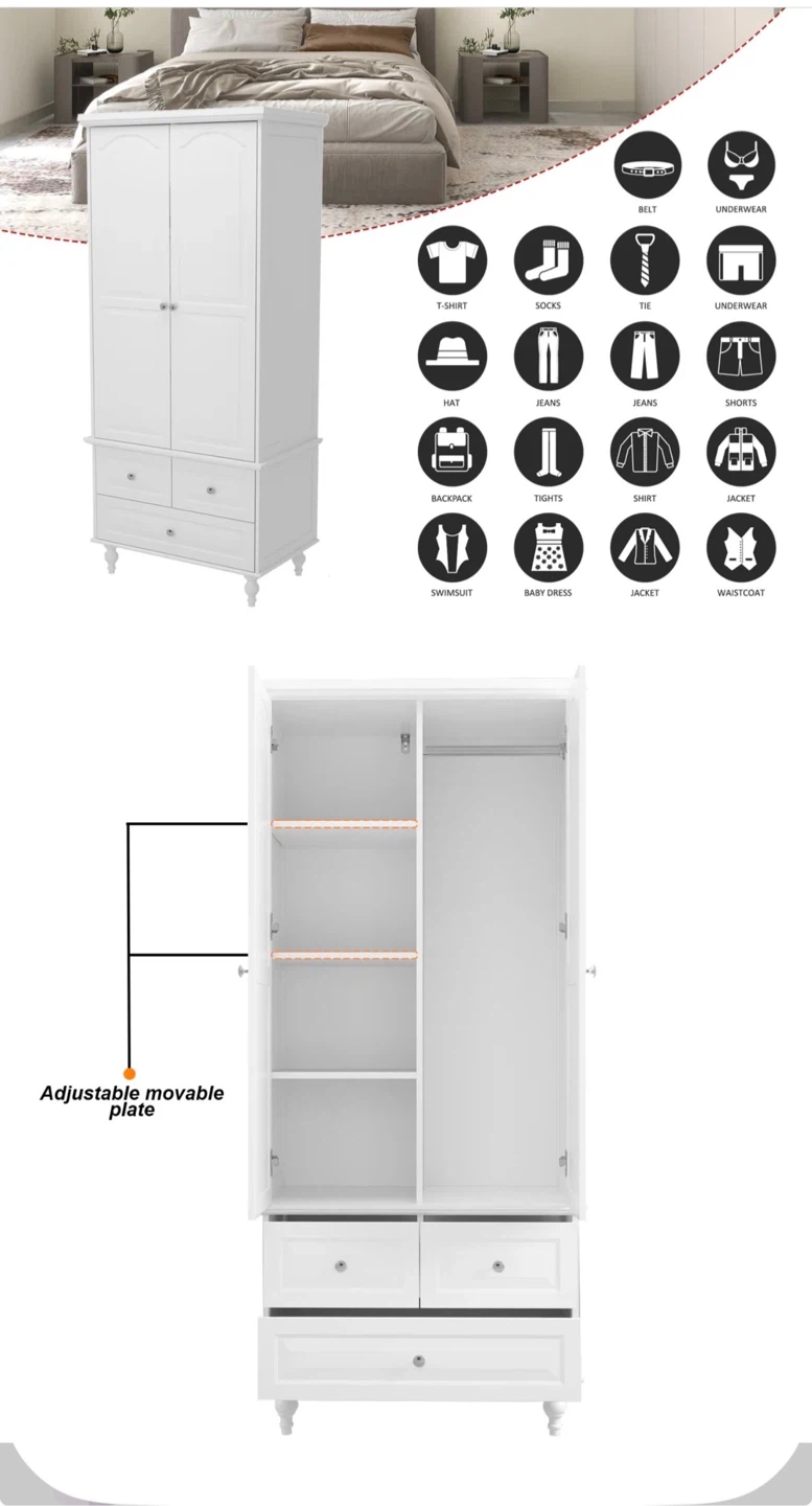 White storage wardrobe with drawers - photo 3