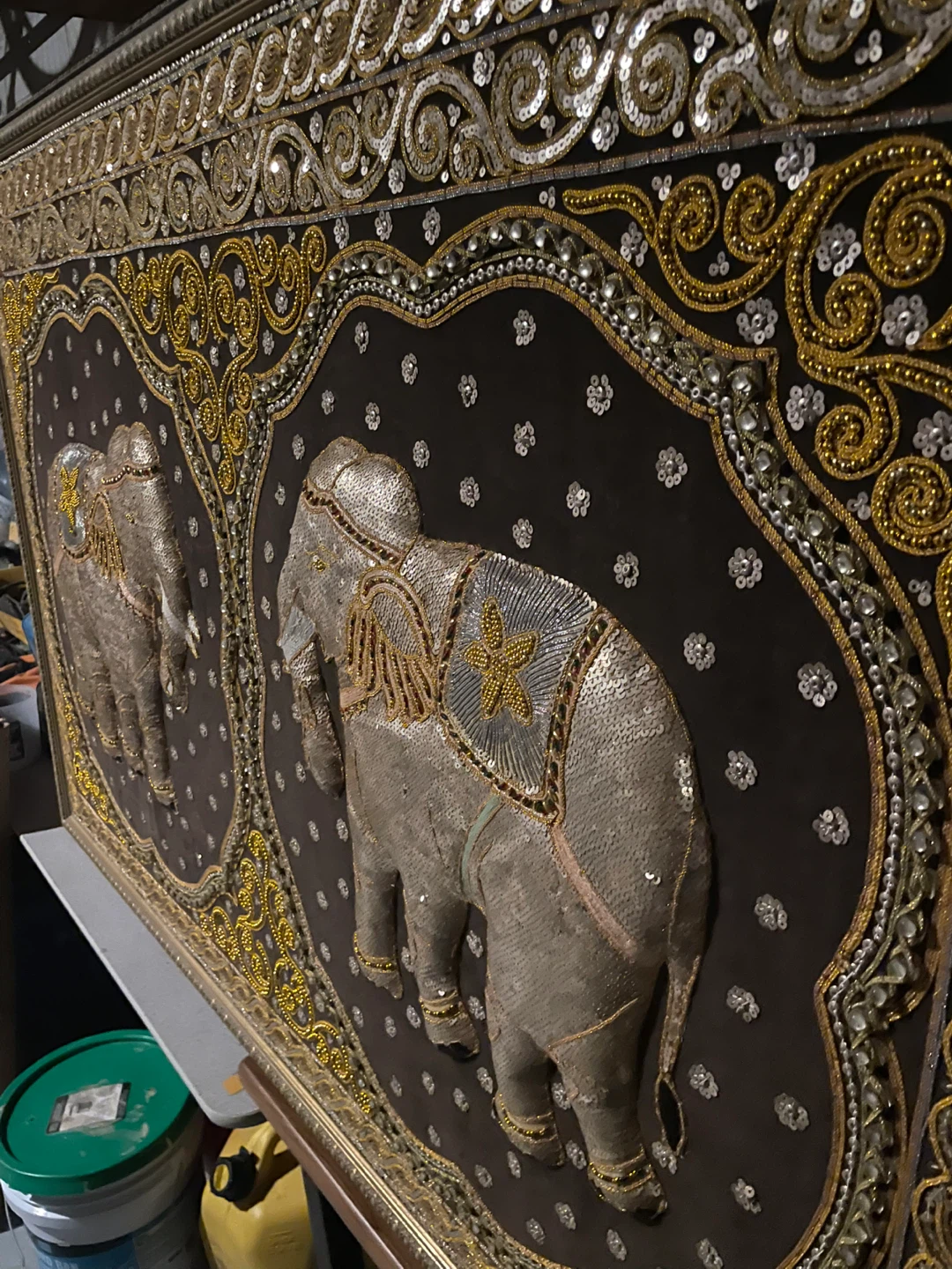 Thai Elephant Sequin Wall Art