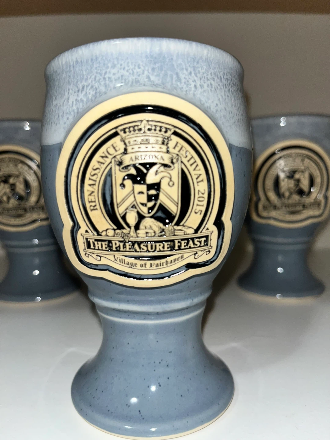 Set of 4 Arizona Renaissance Festival Ceramic Goblets