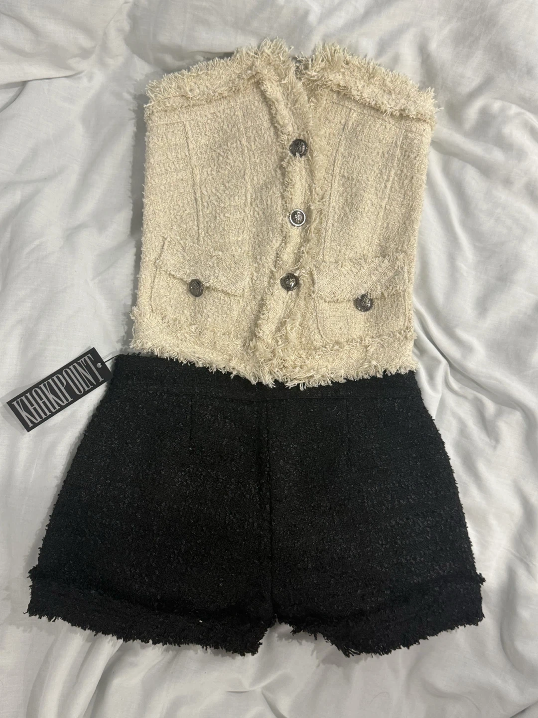 Korean Brand "Khakipoint" Antique Tweed Top and Shorts Set - photo 3