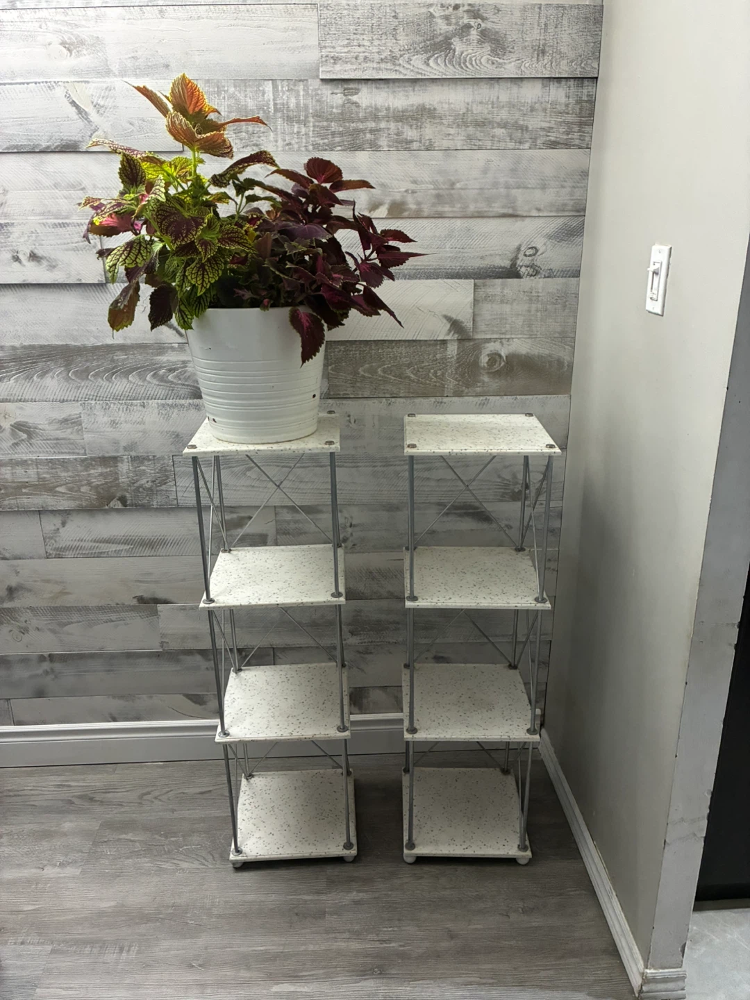 Set of Two Terrazzo-Style Shelving Units