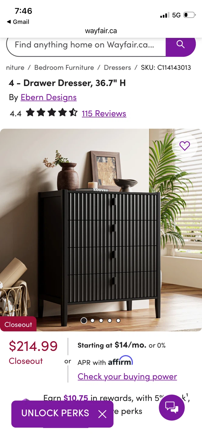 4-Drawer Dresser - Black (has some issues)