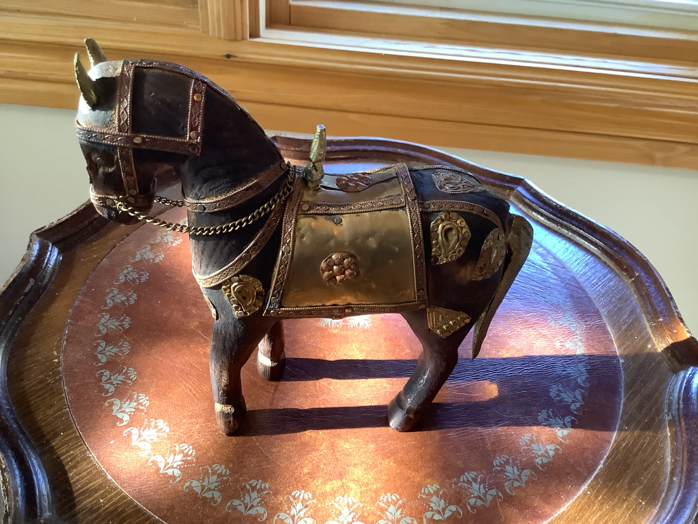 Vtg MCM Hand Carved Wooden Marwari War Horse 🐞 - photo 3