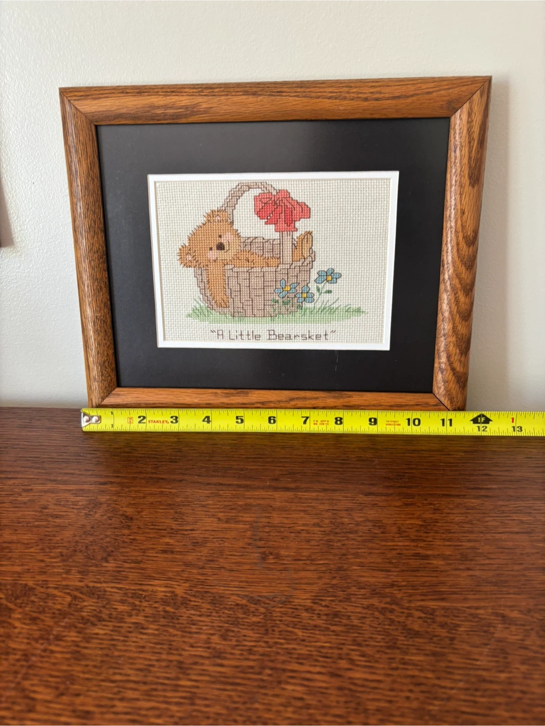 Framed A Little Bearsket Cross Stitch - photo 2