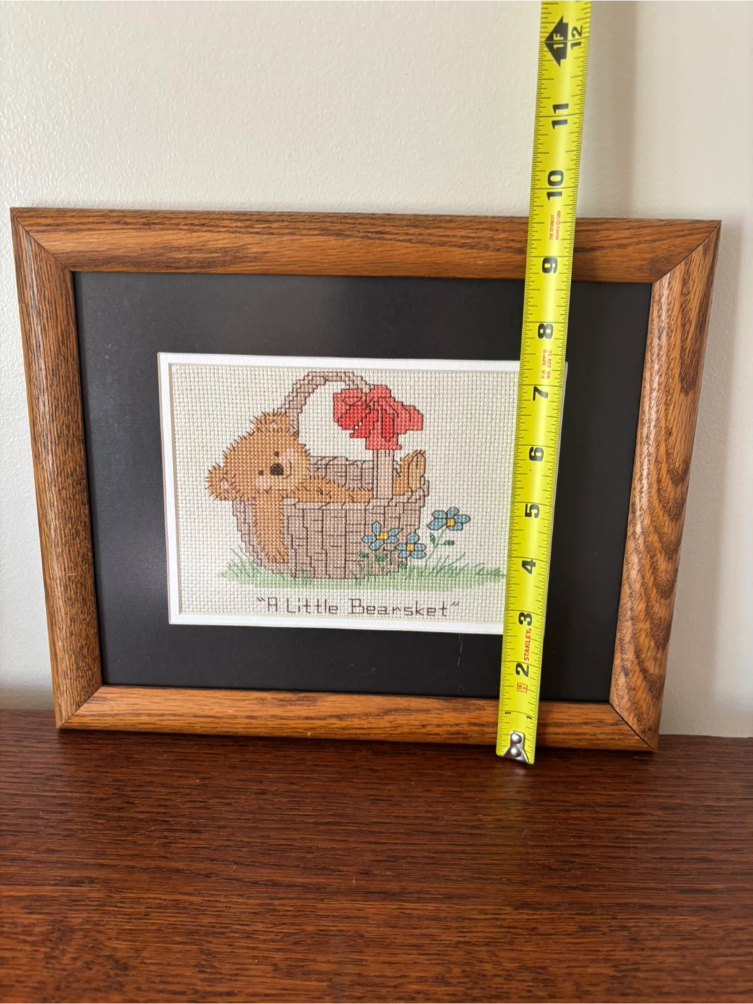Framed A Little Bearsket Cross Stitch - photo 3