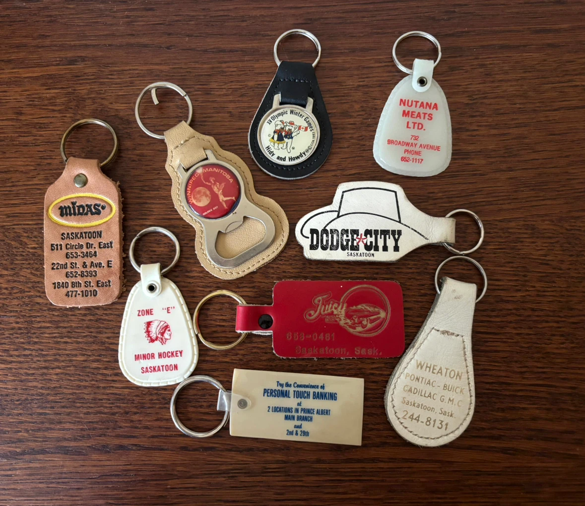 Vintage SK and MB Promotional Keychains - Lot of 9