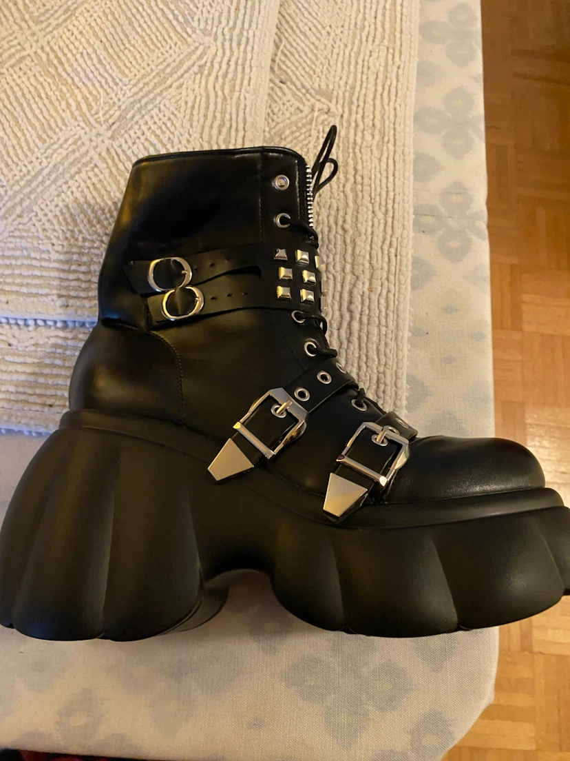 Black Studded Platform Boots