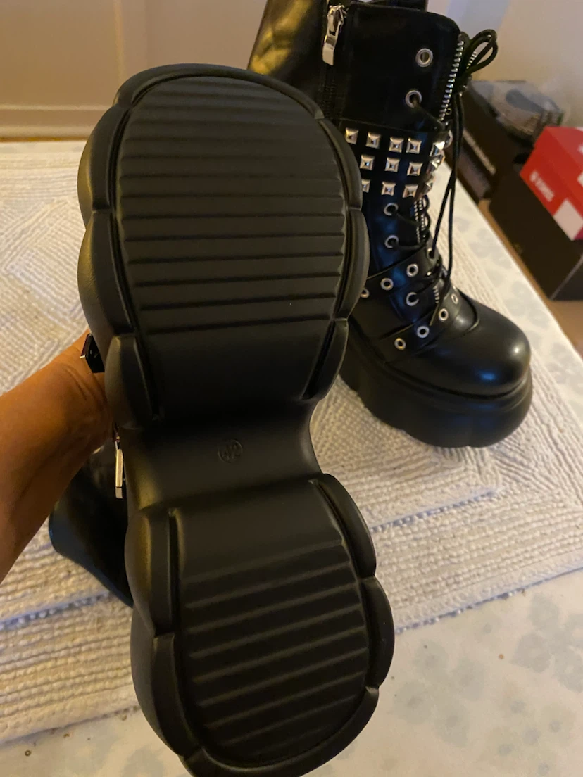 Black Studded Platform Boots - photo 4