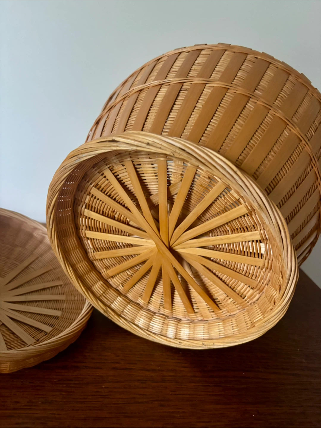 Vintage 14.5” Architectural Bentwood Bamboo Basket - photo 5
