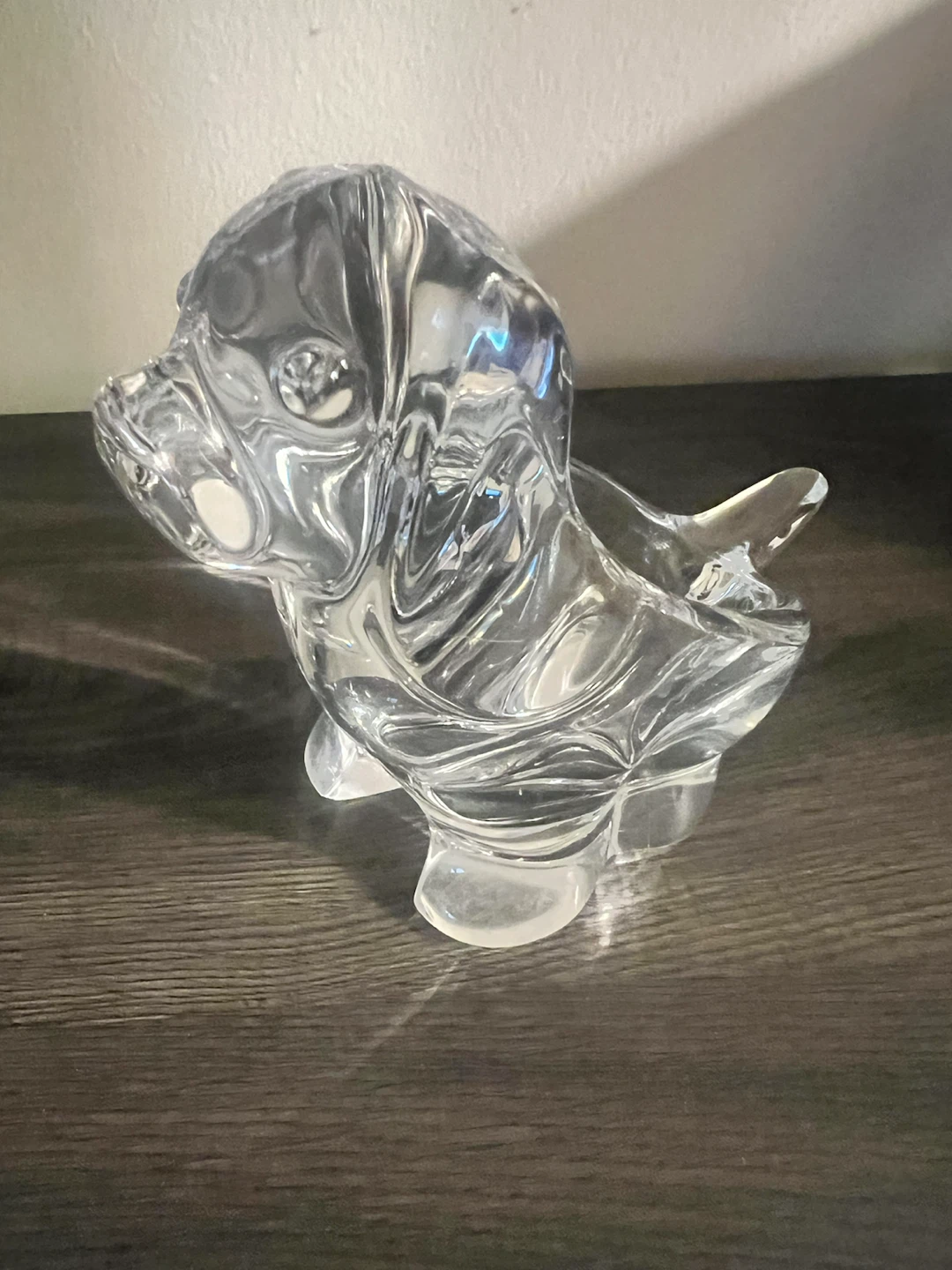 Clear Glass Puppy Figurine Bowl