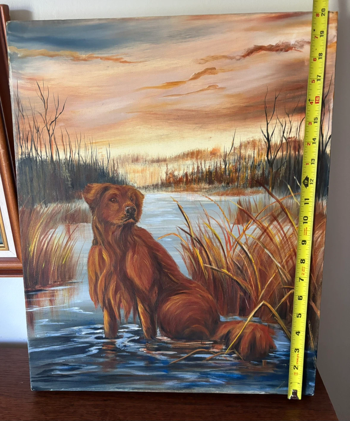 Original Oil Painting - Golden Retriever Hunting in Wetlands - photo 4