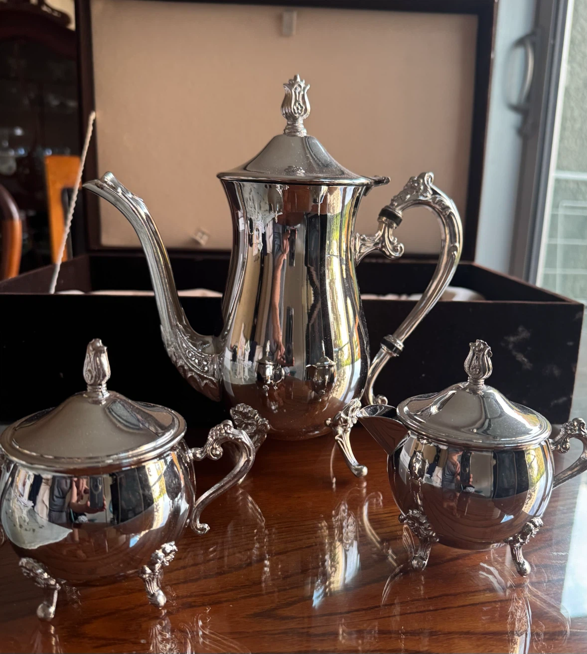 Silver Plated Tea Set with Storage Case