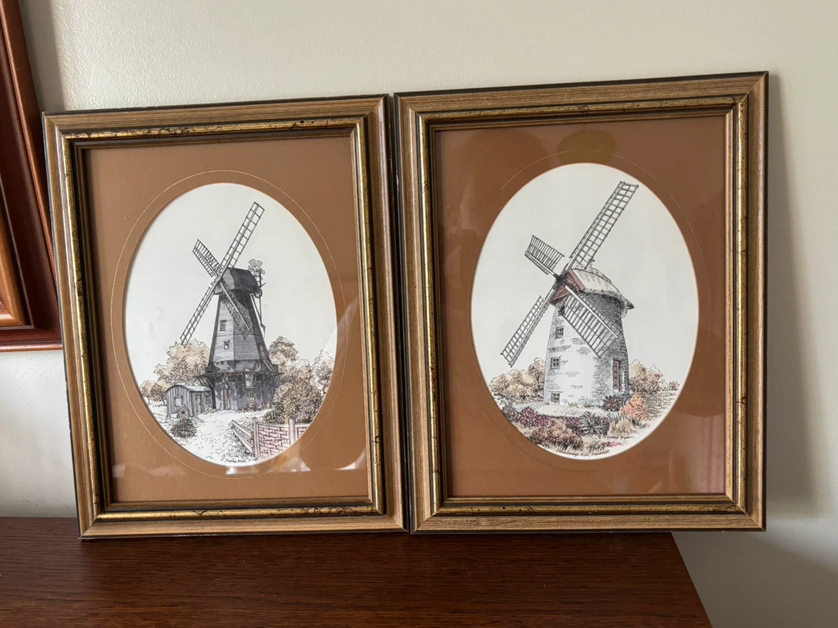 Set of 2 Norma Fryer Windmill Framed Prints