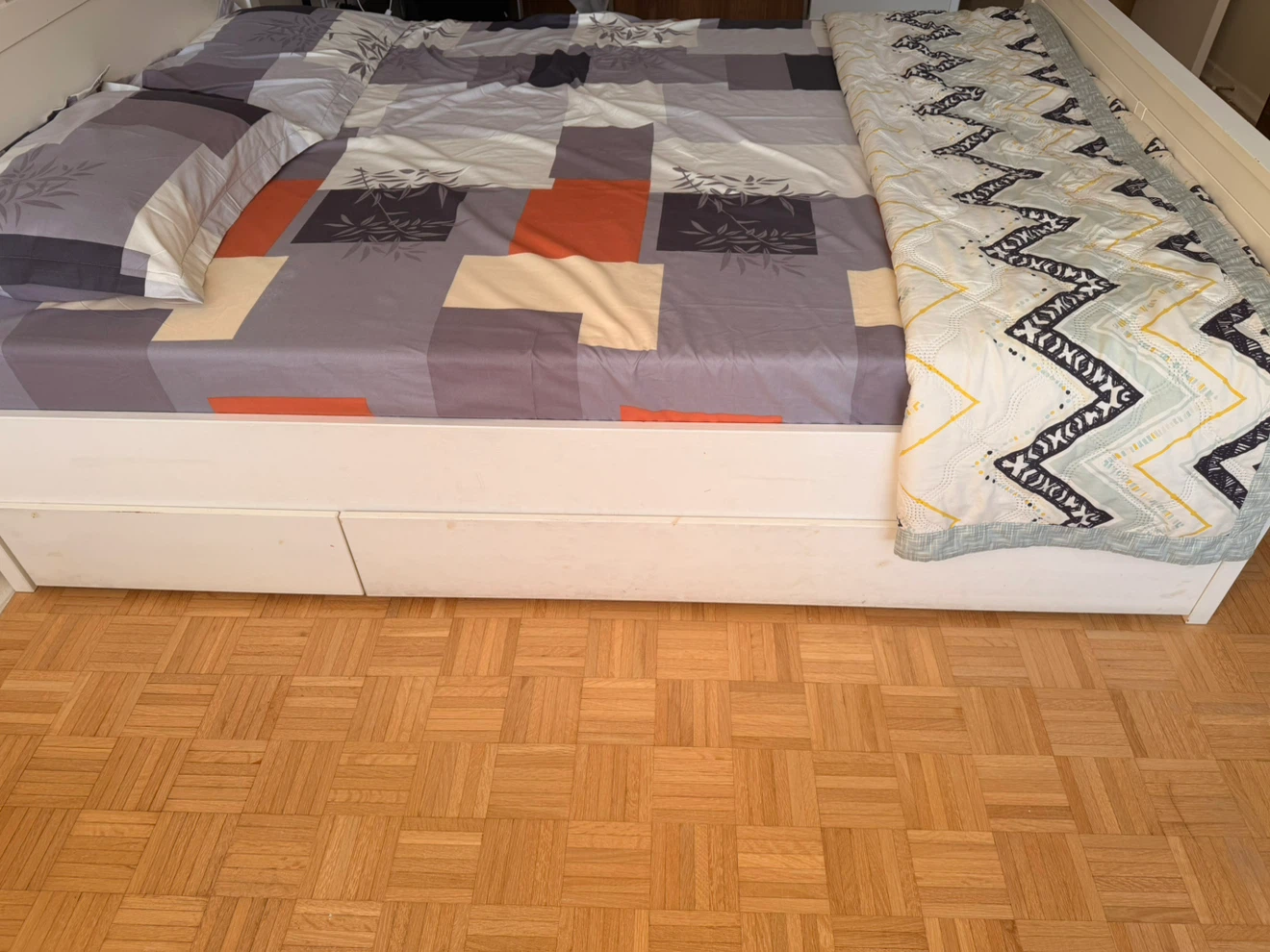 White IKEA Malm Bed Frame with Storage - photo 2