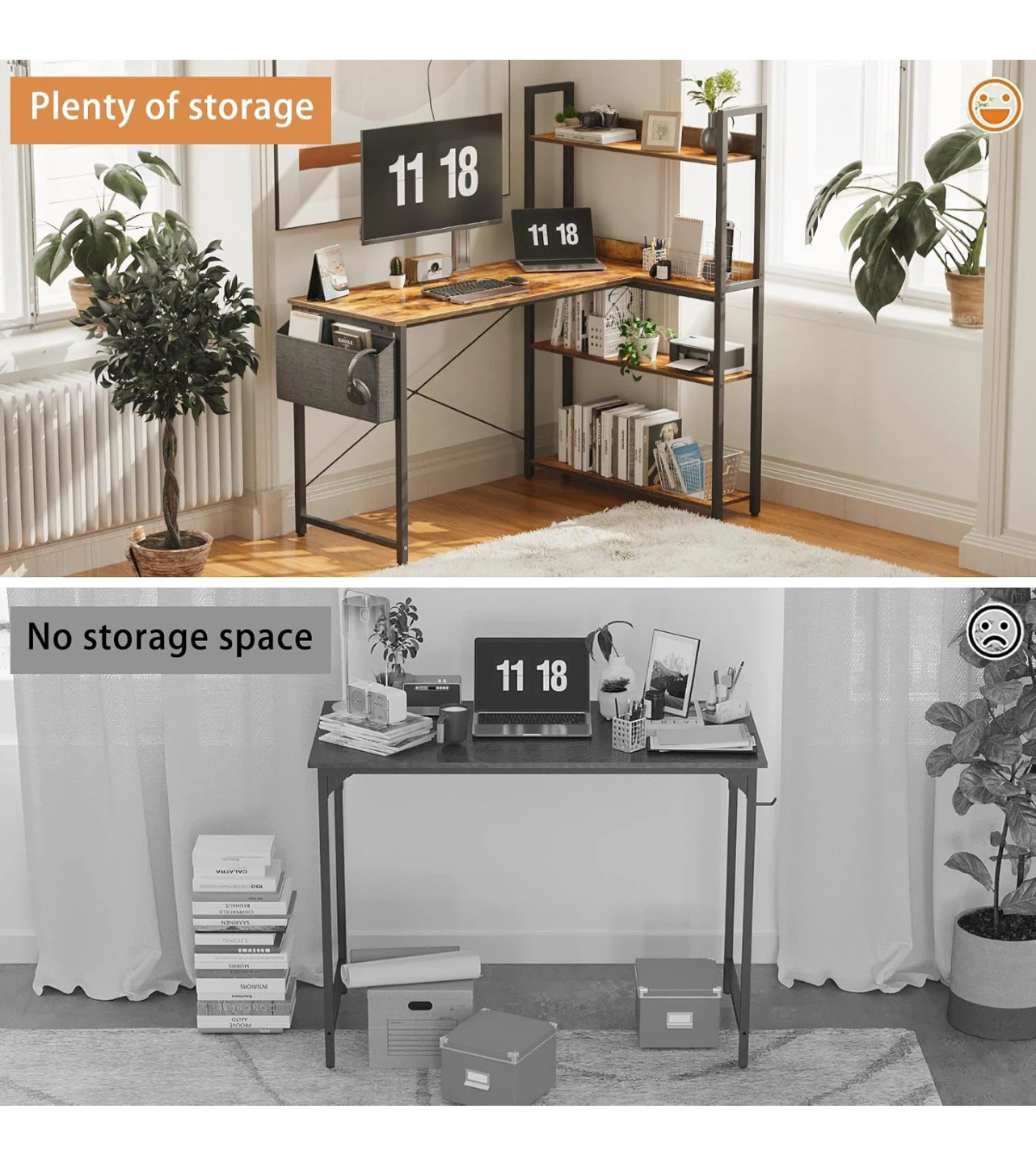 L-Shaped Corner Desk with Storage Shelves 47CT - photo 4