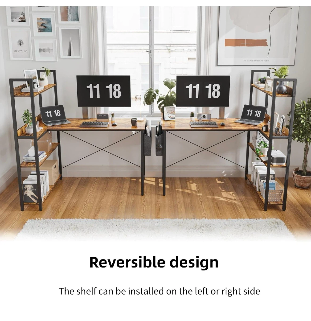 L-Shaped Corner Desk with Storage Shelves 47CT - photo 5