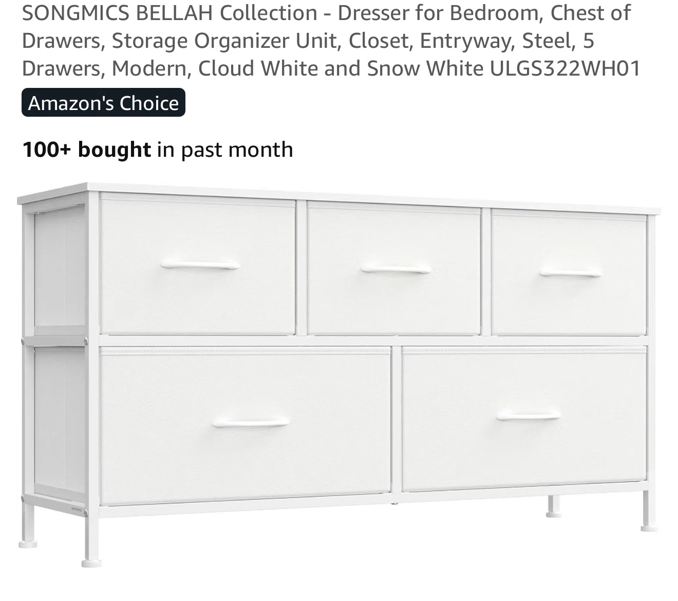SONGMICS BELLAH 5-Drawer Storage Unit 5DB