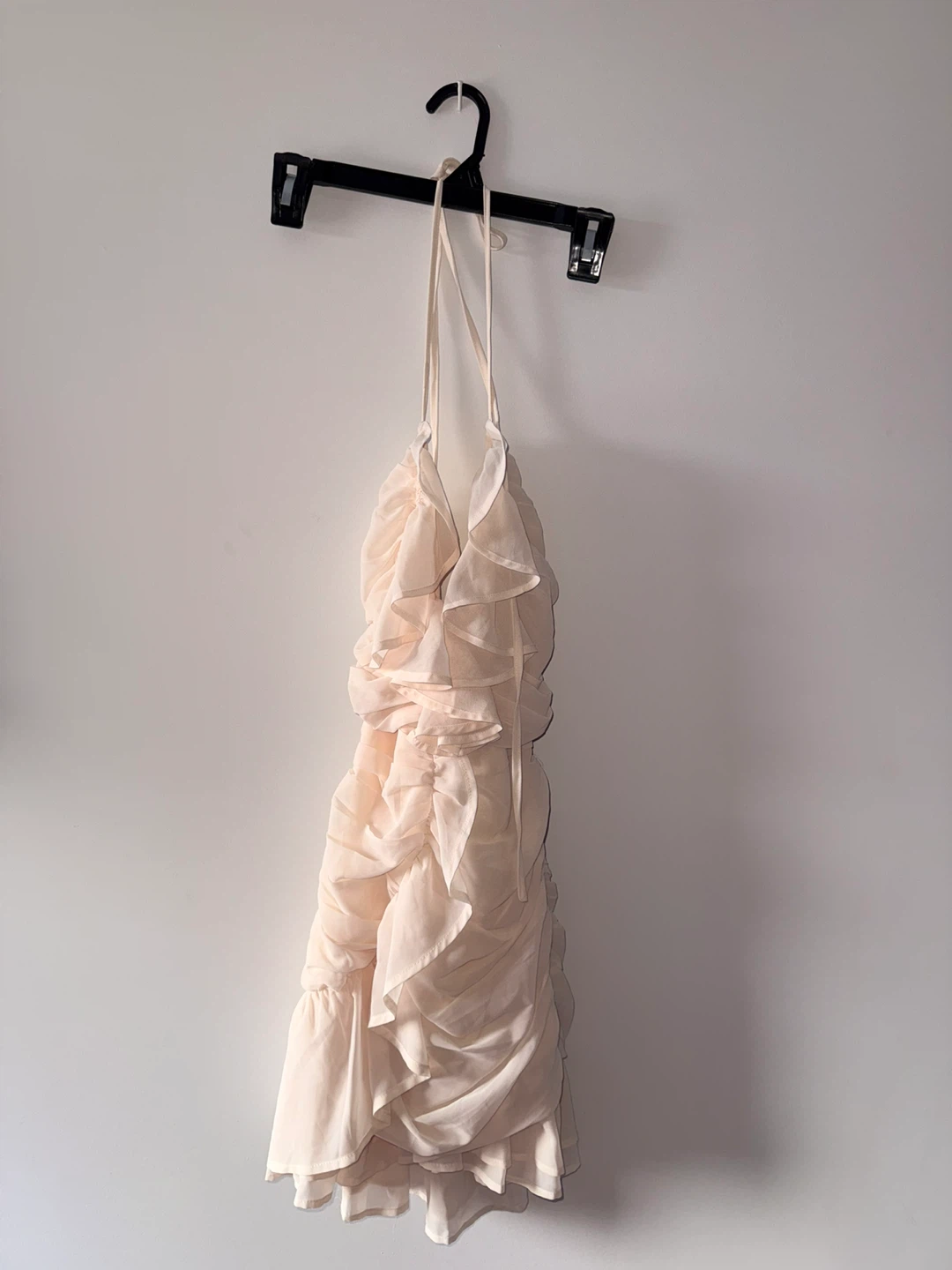 Cream Ruched Halter Neck Mini Dress - photo 2