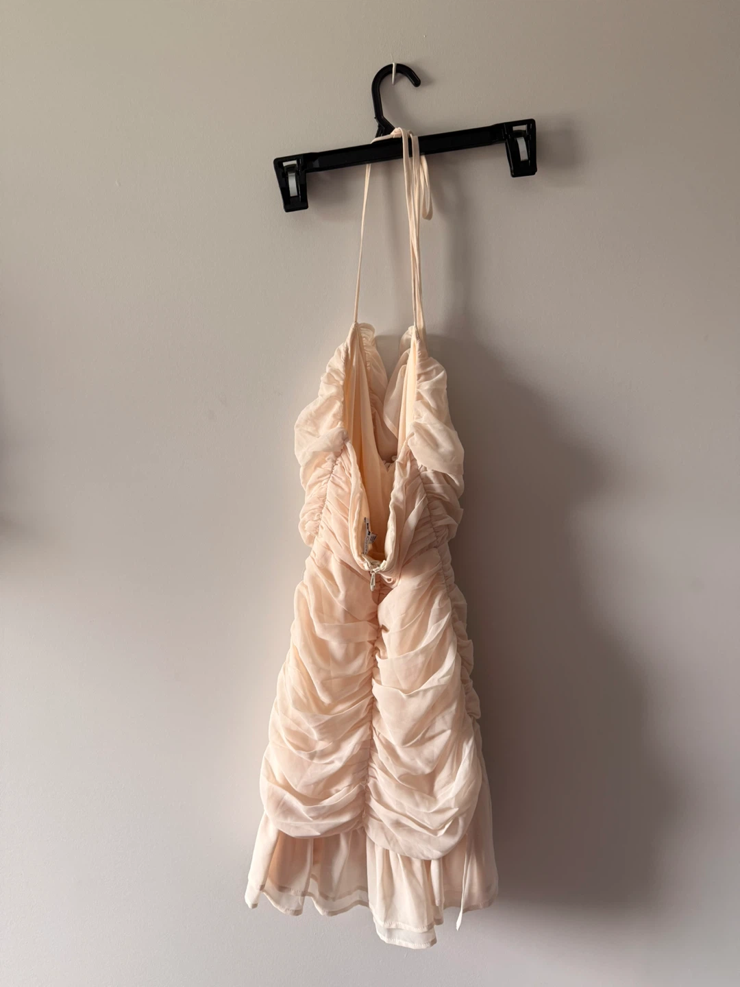 Cream Ruched Halter Neck Mini Dress - photo 3