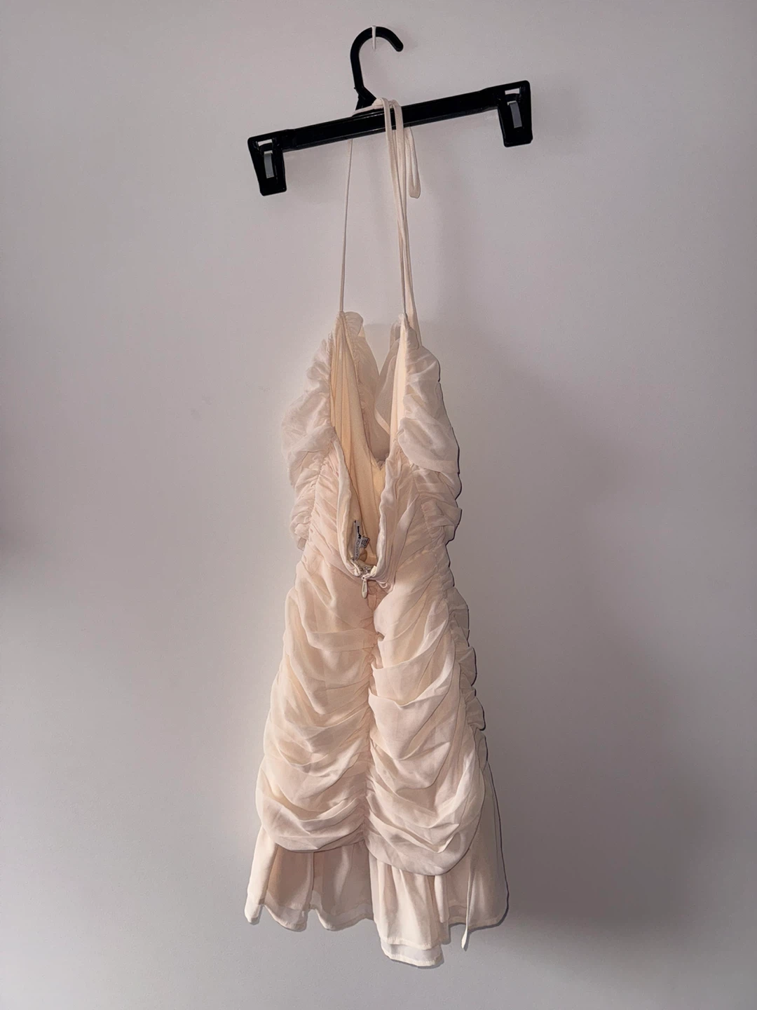 Cream Ruched Halter Neck Mini Dress - photo 4