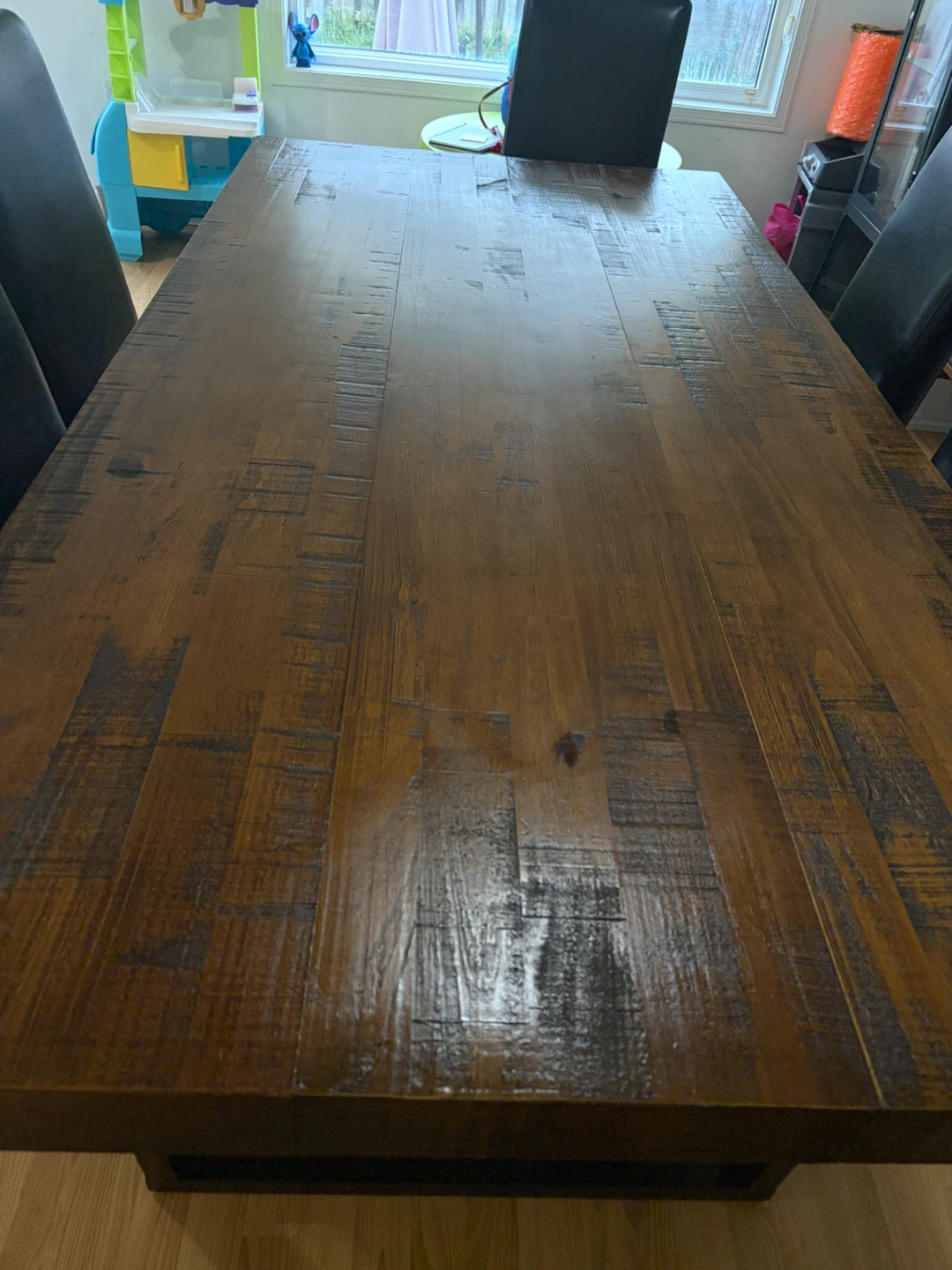 Rustic Wood Dining Table with Black Metal legs and 6 chairs - photo 2