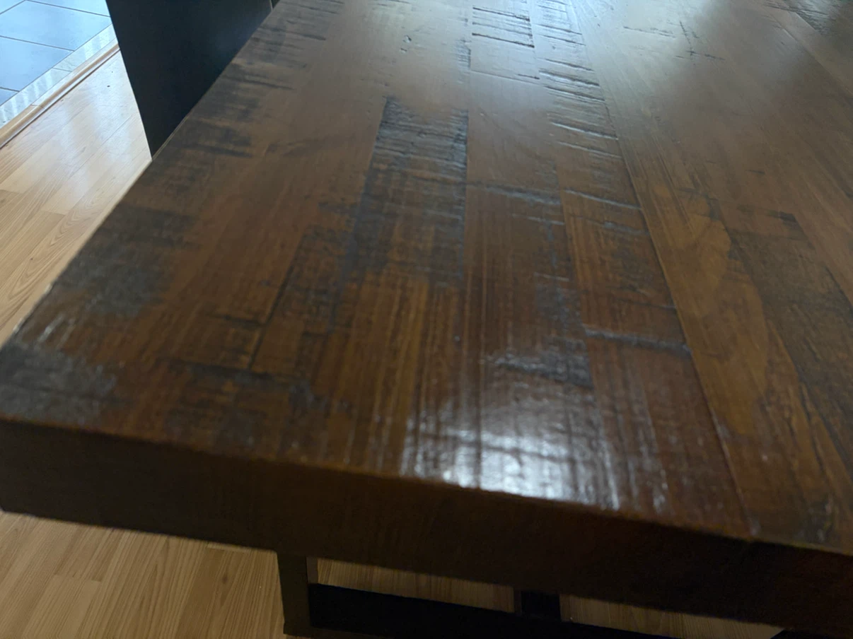 Rustic Wood Dining Table with Black Metal legs and 6 chairs - photo 3