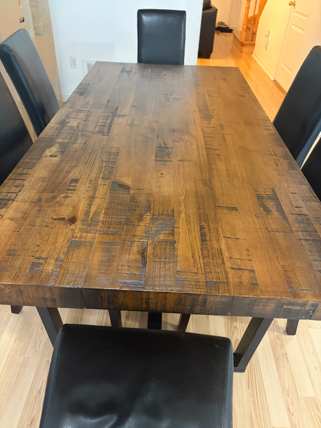 Rustic Wood Dining Table with Black Metal legs and 6 chairs - photo 4