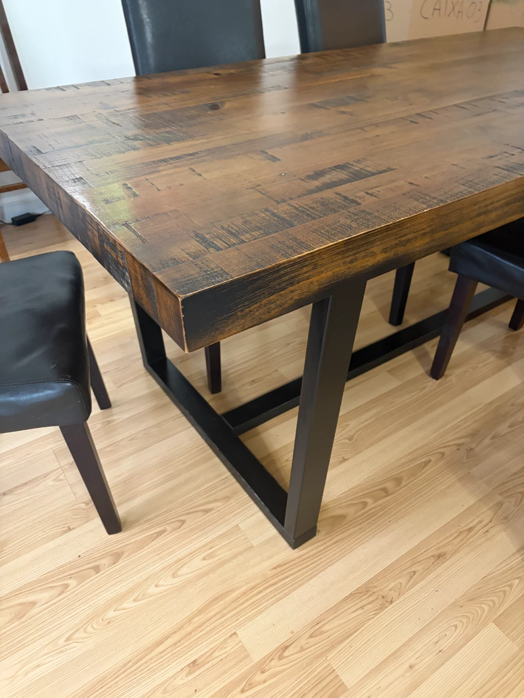 Rustic Wood Dining Table with Black Metal legs and 6 chairs - photo 5