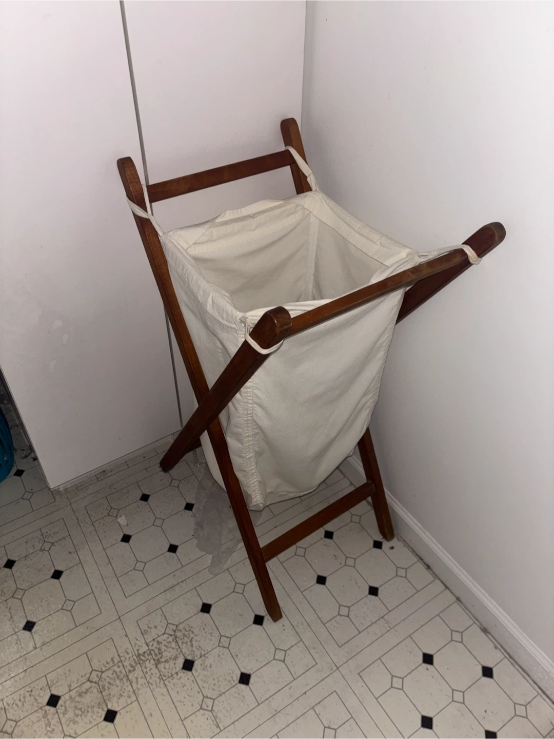 Collapsible Wood and Canvas Laundry Hamper