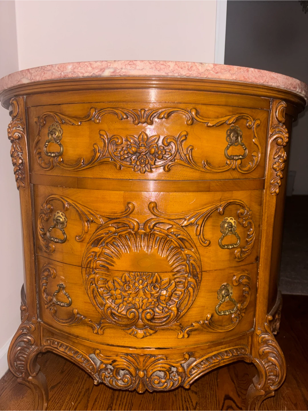 Vintage French Style Marble Top Side Chest