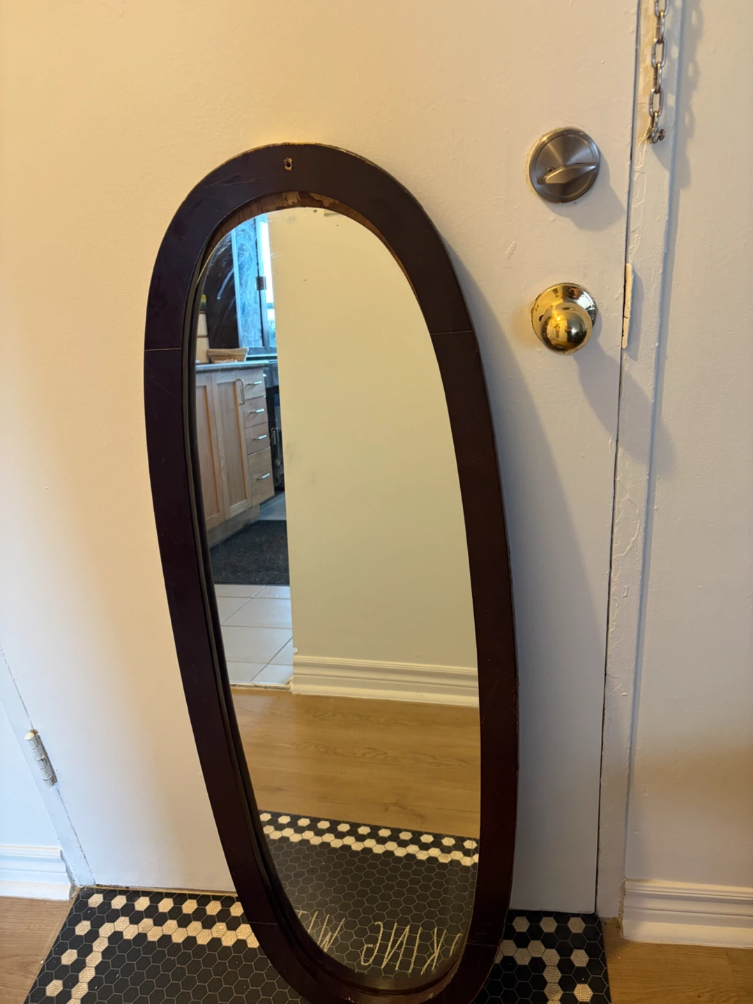 Oval Wooden Wall Mirror