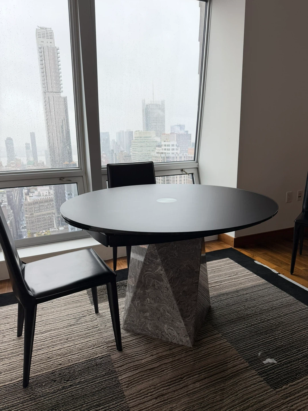 Modern Extendable Dining Table with Geometric Base