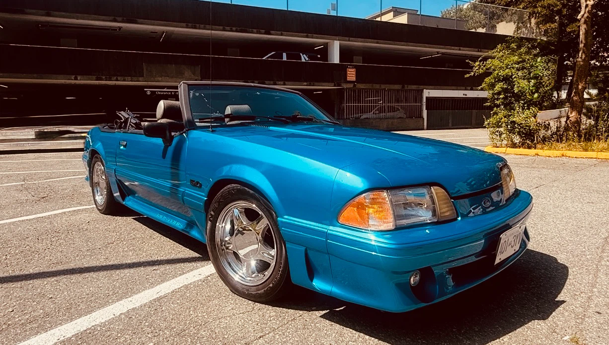 Blue Ford Mustang Convertible 1988