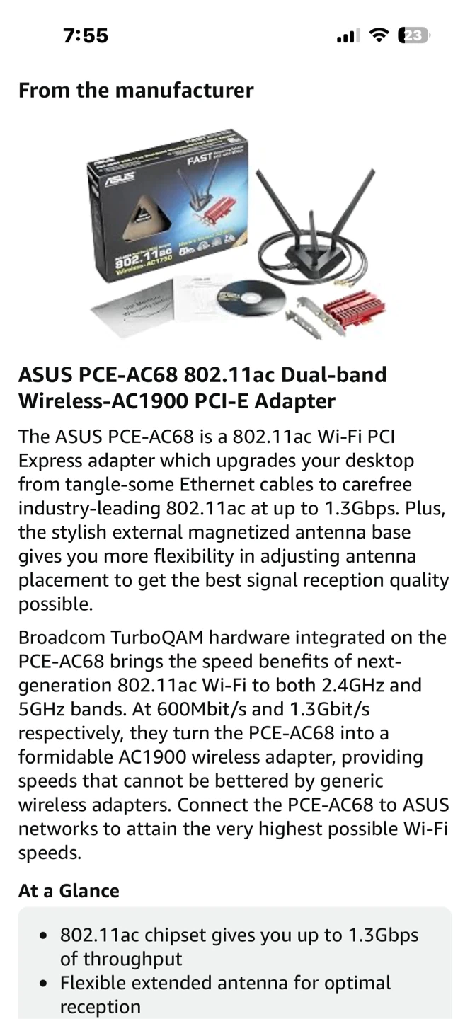 ASUS PCE-AC68 Dual-Band Wireless-AC1900 PCI-E Adapter - photo 4