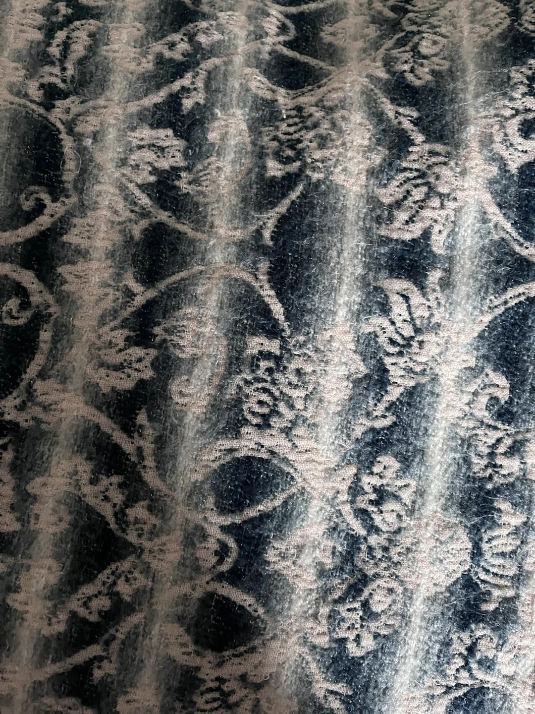 Blue and Cream Floral Patterned Scarf