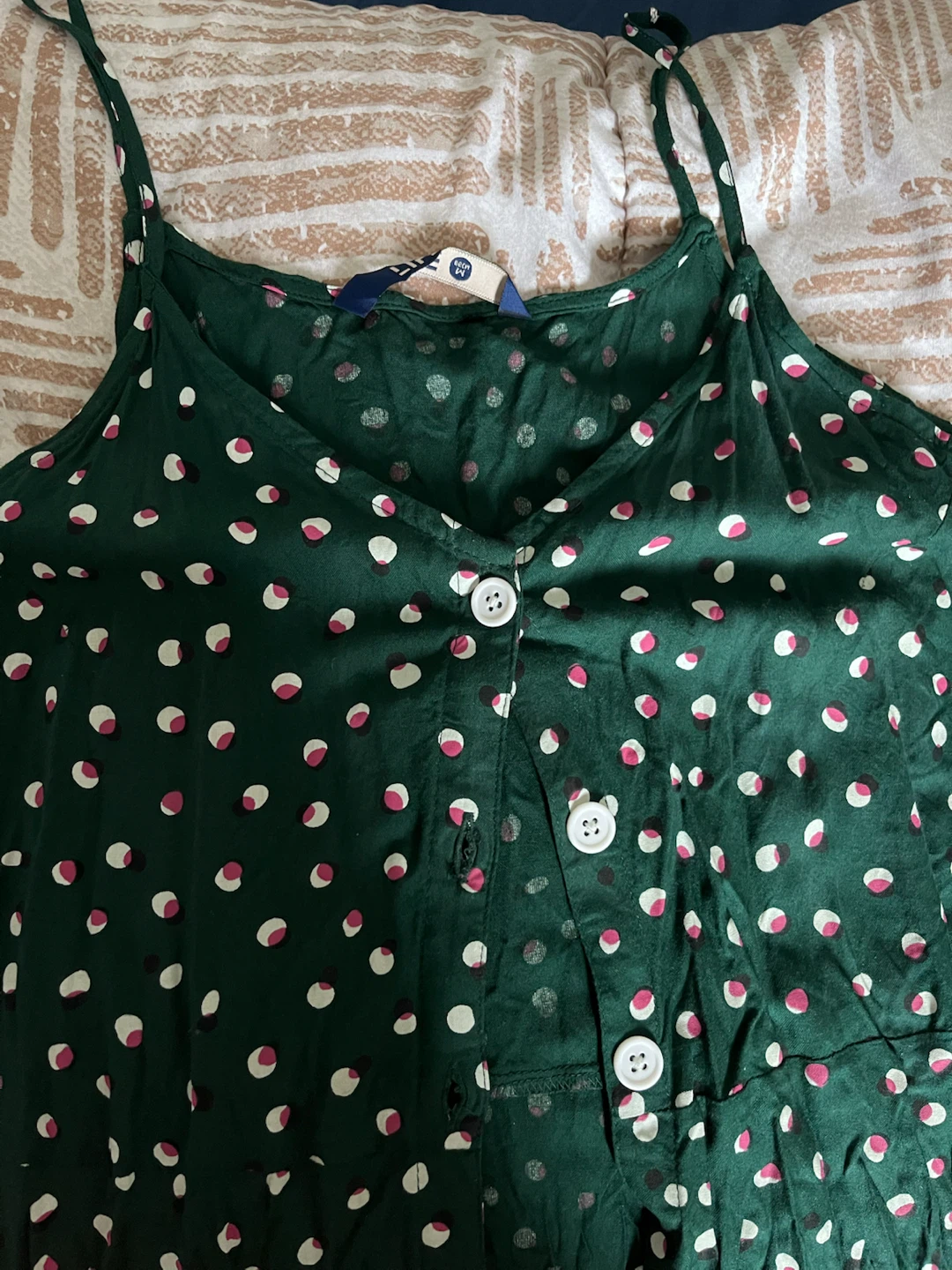 Green Polka Dot( white and pink)Dress ( cotton) - photo 3