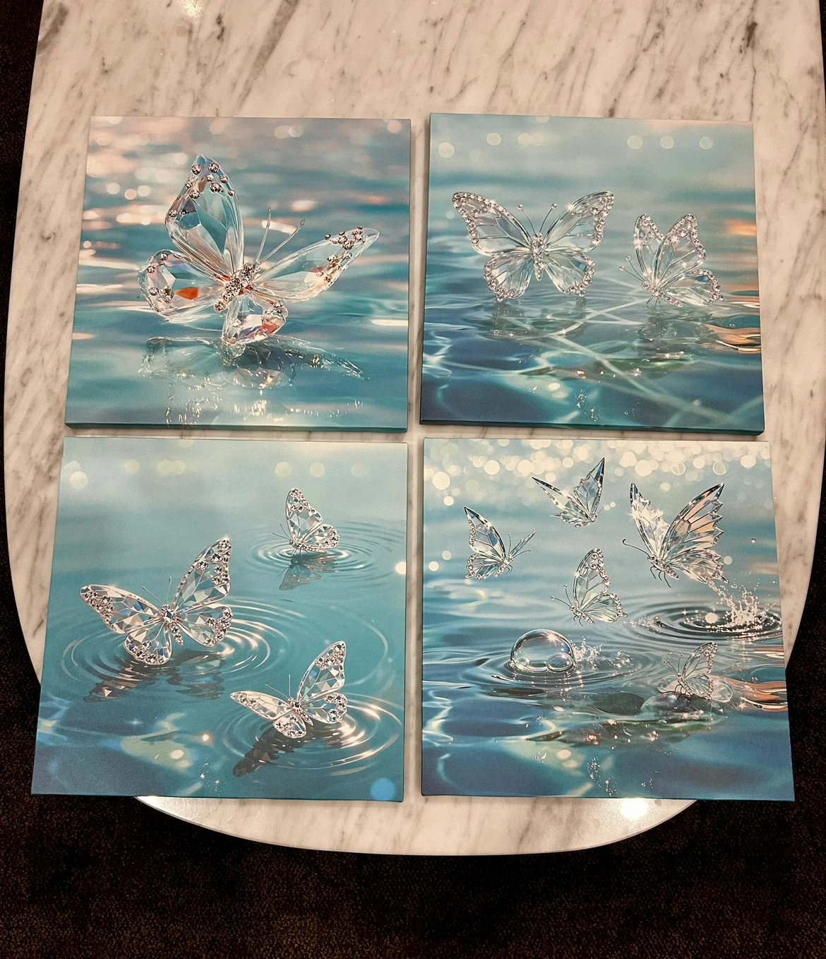Wall art: Set of 4 butterfly canvases