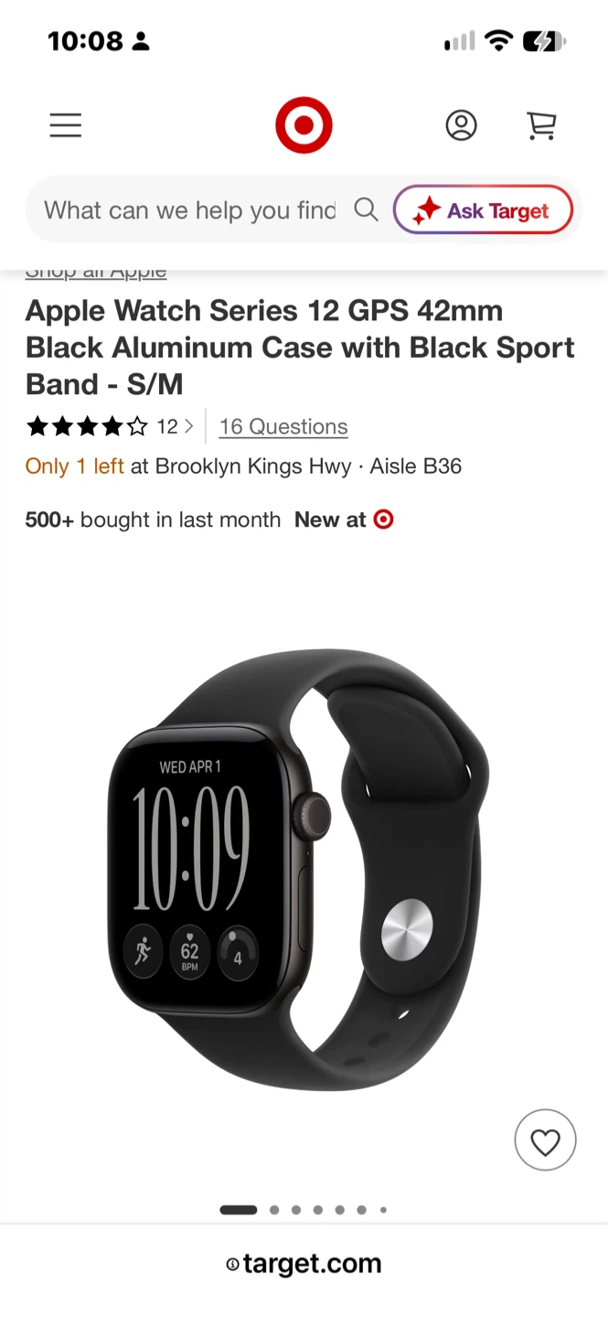 Apple Watch Series 12 GPS 42mm Black Aluminum Case